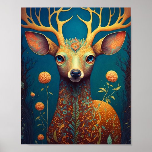 Whimsical Deer Fantasy Art Poster (Voorkant)