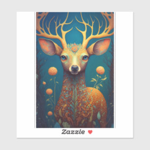 Whimsical Deer Fantasy Art Sticker