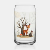 Whimsical Deer & Hedgehog Printed Can Glass (Recto)