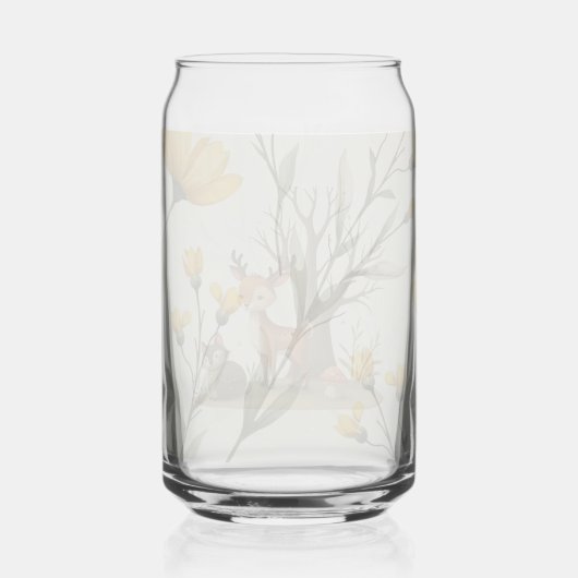 Whimsical Deer & Hedgehog Printed Can Glass (Verso)