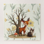 Whimsical Deer & Hedgehog Puzzle with Gift Box (Vertical)