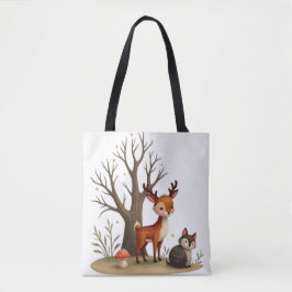 Whimsical Deer & Hedgehog Tote  Draagtas