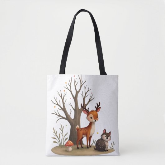 Whimsical Deer & Hedgehog Tote  Draagtas (Voorkant)