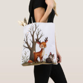 Whimsical Deer & Hedgehog Tote  Draagtas (Dichtbij)