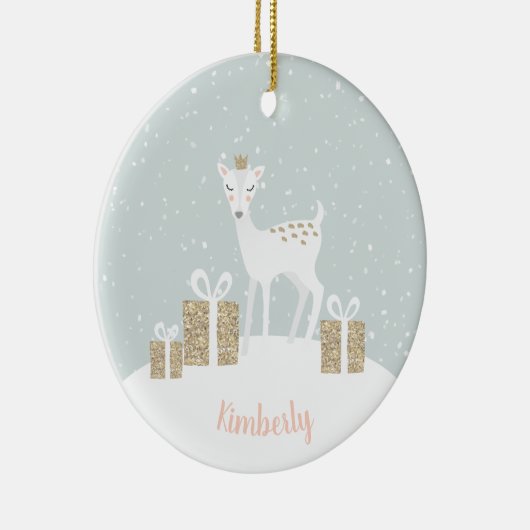 Whimsical Deer Kerstmis Keramisch Ornament (Rechts)