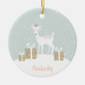 Whimsical Deer Kerstmis Keramisch Ornament (Voorkant)