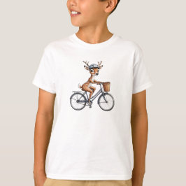 Whimsical Deer Rijden op een fiets - met de hand g T-shirt