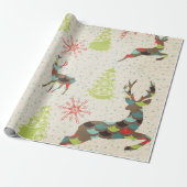 Whimsical Deer, Snowflakes, Bomen die papier verpa (Uitgerold)