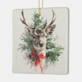 Whimsical Deer with Red Bow Christmas Ornament (Links)