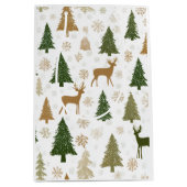 Whimsical Deers & Christmas Trees Gift Bag Medium Cadeauzakje (Voorkant)