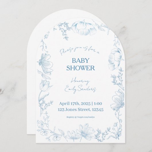 Whimsical Delft Baby Shower Invitation (Devant / Derrière)