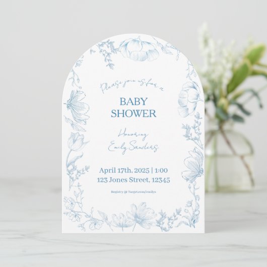 Whimsical Delft Baby Shower Invitation Kaart (Staand voorkant)