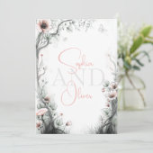 Whimsical Delicate Blush Floral Branch Kaart (Staand voorkant)