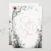 Whimsical Delicate Blush Floral Branch Kaart (Voorkant / Achterkant)