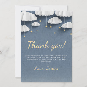 Whimsical Denim Blue Baby shower bedankkaart