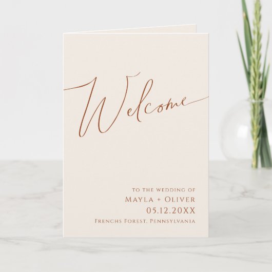 Whimsical Desert | Beige Folded Wedding Programma (Voorkant)