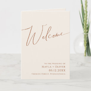 Whimsical Desert Beige Folded Wedding Programma
