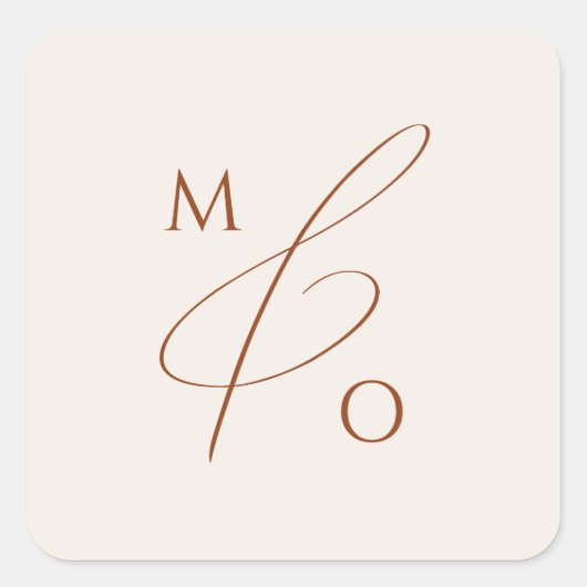 Whimsical Desert | Beige monogram Envelope Seal Vierkante Sticker (Voorkant)