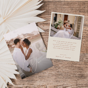 Whimsical Desert   Beige Platte Foto Bedankkaart