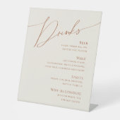 Whimsical Desert | Menu Drinken beige Wedding Reclamebord Met Voetstuk (Voorkant)