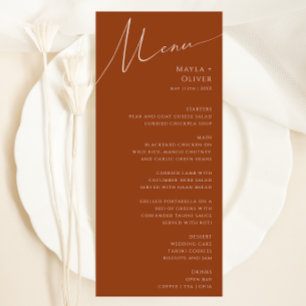 Whimsical Desert Menu Terracotta Wedding Dinner