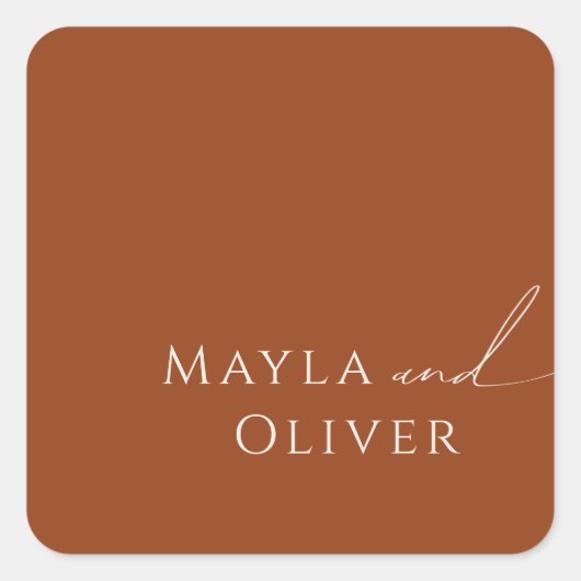 Whimsical Desert Terracotta Wedding Envelope Seals Vierkante Sticker (Voorkant)