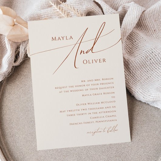 Whimsical Desert | Traditionele beige bruiloft Kaart