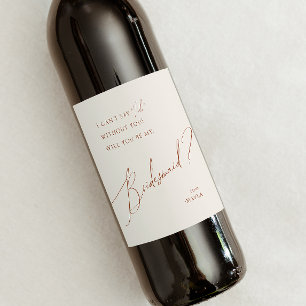 Whimsical Desert   Voorstel van Beige Bridesmaid Wijn Etiket