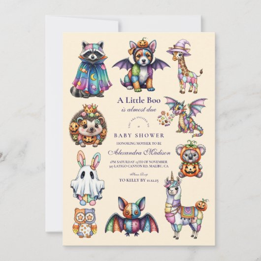 Whimsical Dieren Halloween Kaart (Voorkant)