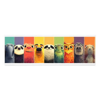 Whimsical Dieren Line-up Kleurenposter Foto Afdruk