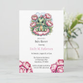 Whimsical Dino Delight Girl Baby shower Invitation (Debout devant)
