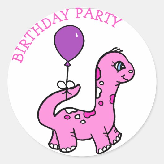 Whimsical Dinosaur Birthday Party Ronde Sticker (Voorkant)