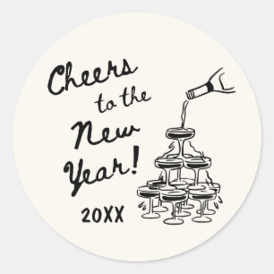 Whimsical Disco Bal Nieuwjaarsfeest Ronde Sticker