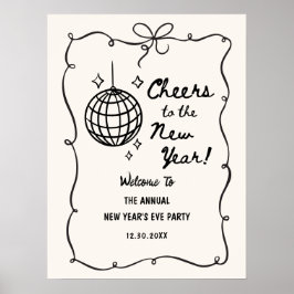 Whimsical Disco Ball New Year's Eve Party Poster