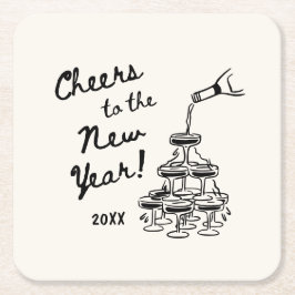 Whimsical Disco Ball New Year's Eve Party Vierkante Kartonnen Onderzetter