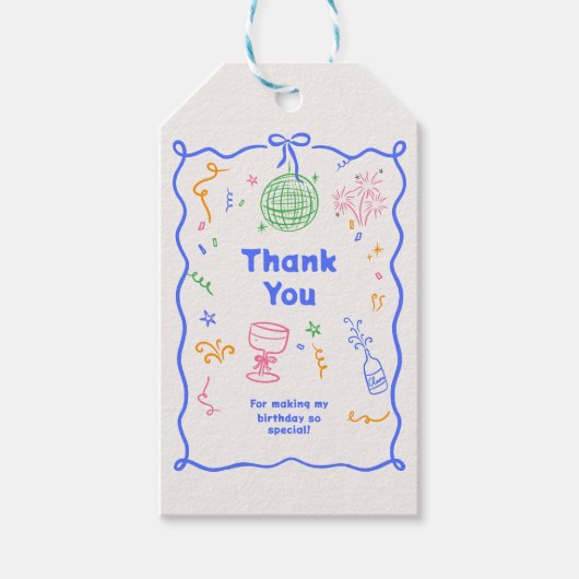 Whimsical Disco Verjaardag Pastels Kleurrijk Cadeaulabel (Voorkant)