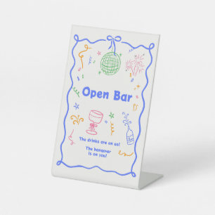 Whimsical Disco Verjaardag Pastels Kleurrijk Reclamebord Met Voetstuk