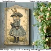 Whimsical Doe Konijn, Bloem CL1 Decoupage Tissuepapier