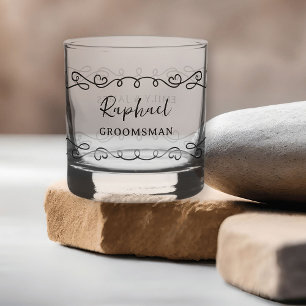 Whimsical doedel lijn kunst elke kleur bruiloft whisky glas