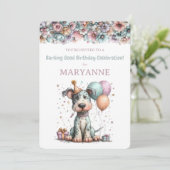 Whimsical Dog Watercolor Birthday Invitation (Debout devant)