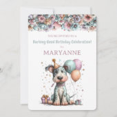 Whimsical Dog Watercolor Birthday Invitation (Devant)