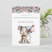 Whimsical Dog Watercolor Birthday Invitation (Debout devant)