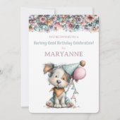 Whimsical Dog Watercolor Birthday Invitation (Devant)