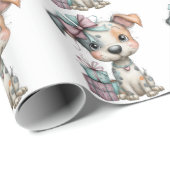 Whimsical Dog Watercolor Birthday Invitation Cadeaupapier (Rol Hoek)