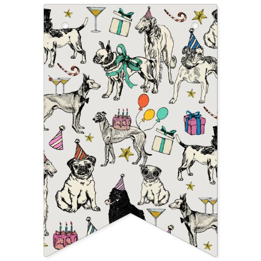 Whimsical Dogs verjaardagsfeestje vieren Vlaggetjes (Eerste vlag)