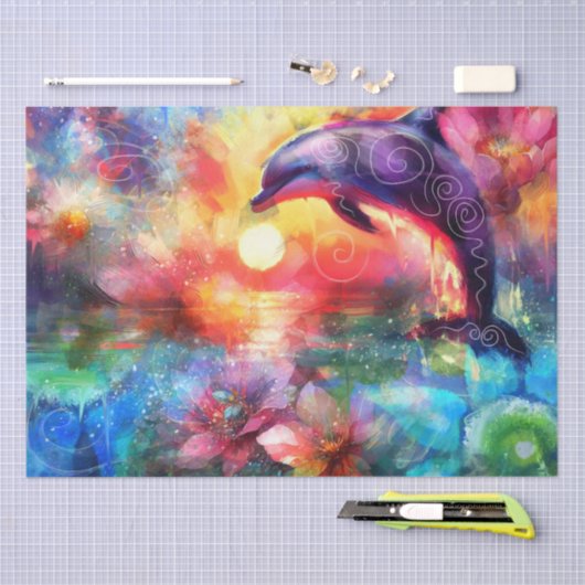 Whimsical Dolphin Coastal Nautical Decoupage Tissuepapier (Craft)