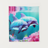Whimsical Dolphins en Floral Underwater Wandkleed (Voorkant)