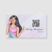 Whimsical Donut Lady Voedsel Catering QR Code (Voorkant)
