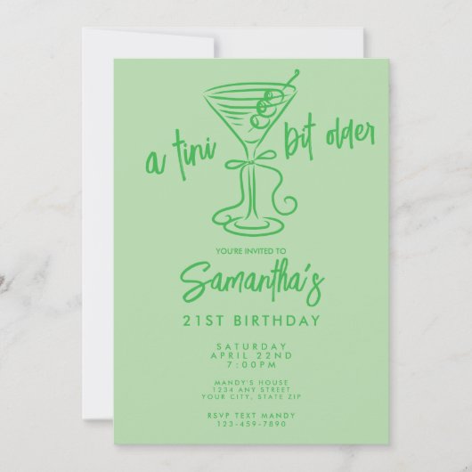 Whimsical Doodle A Tini Bit Older 21st Birthday Kaart (Voorkant)