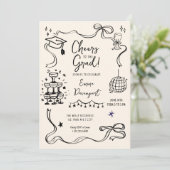 Whimsical doodle Afstudeerfeest Kaart (Staand voorkant)